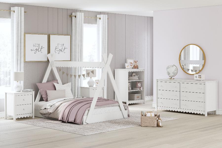 Image of Hallityn - 2 Pc. - Bookcase, Full Tent Complete Bed - White