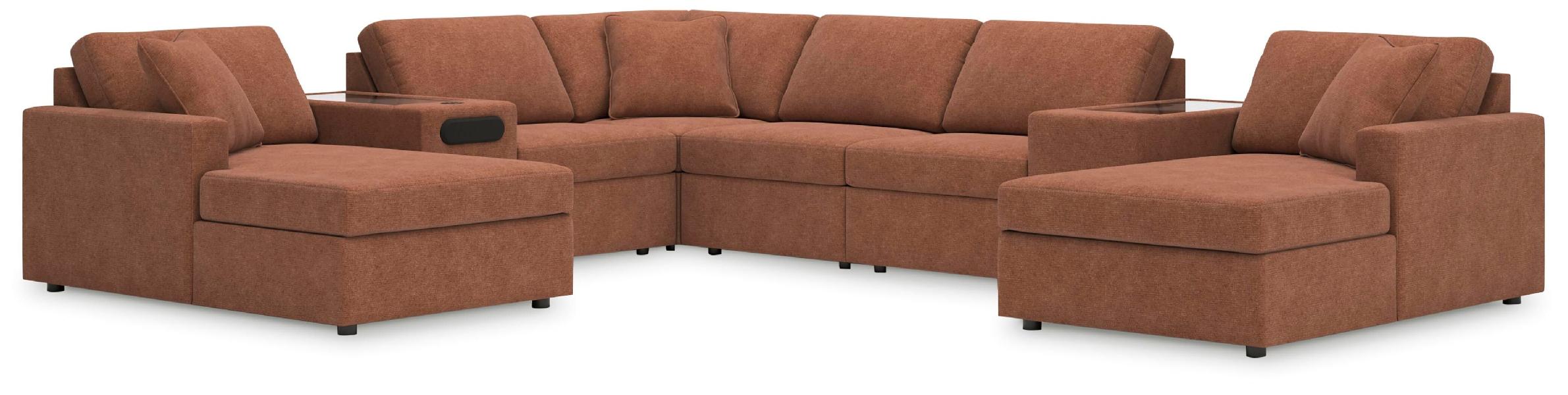 Image of Modmax - 8-Piece Double Chaise Sectional With Audio And Storage Consoles - Spice