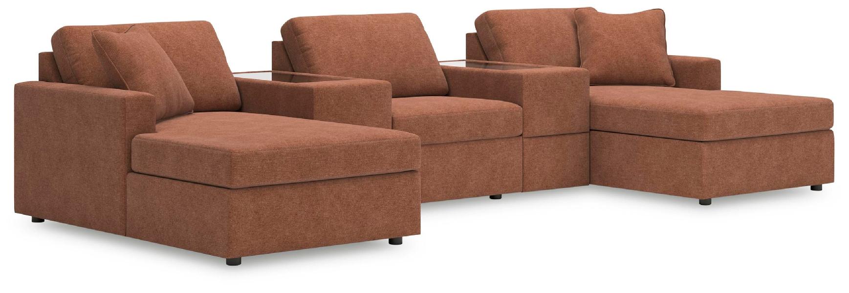 Image of Modmax - 5-Piece Pit Sectional With Storage Consoles - Spice
