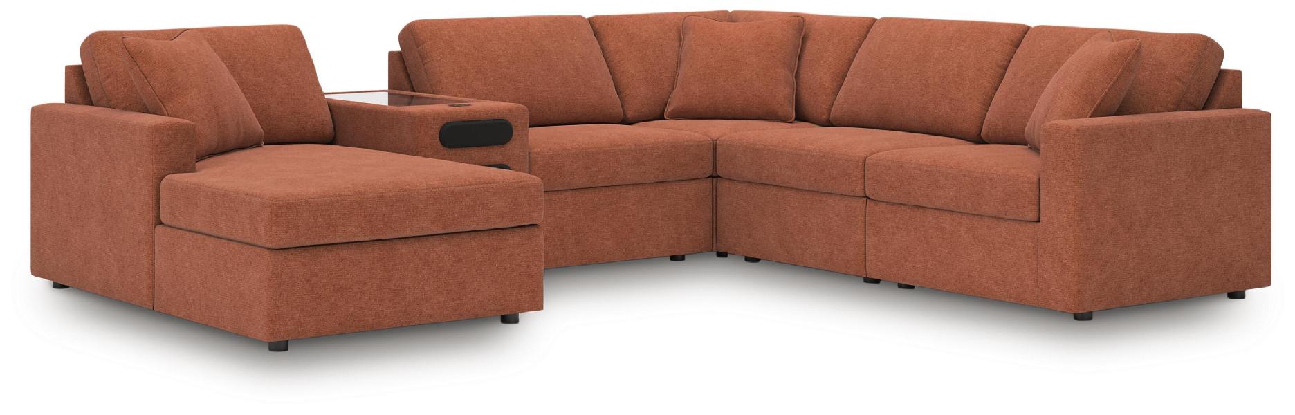 Image of Modmax - 6-Piece Sectional With Audio System And Laf Corner Chaise - Spice