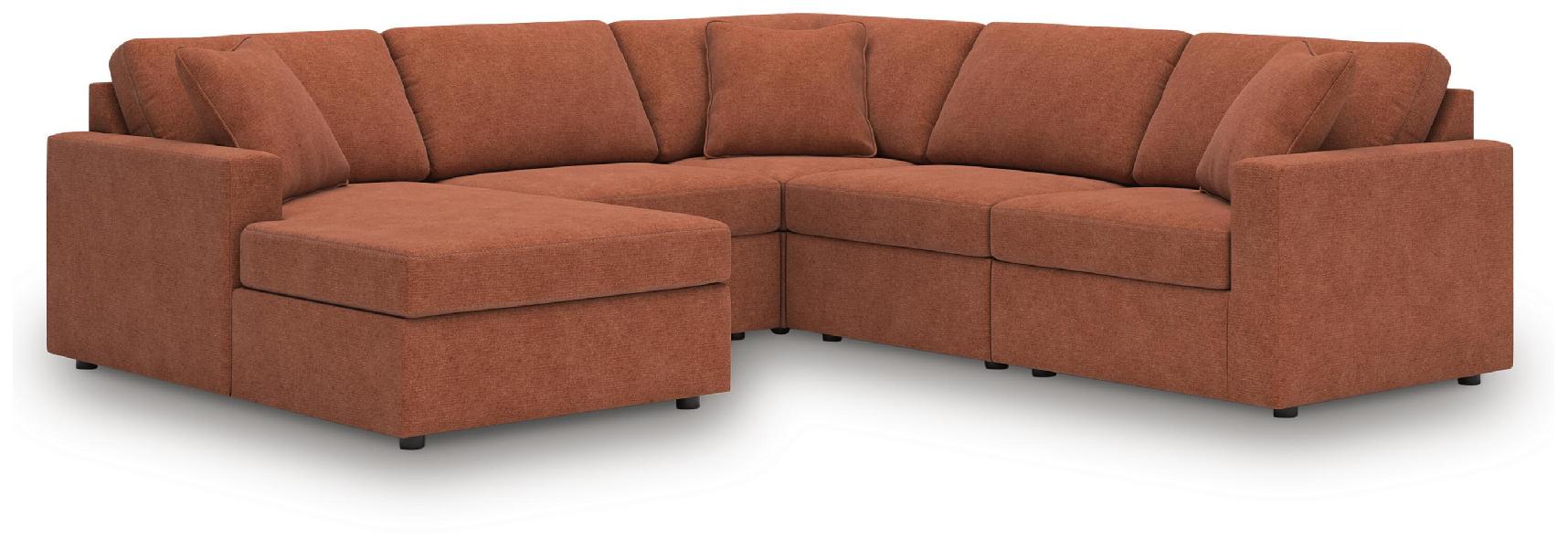 Image of Modmax - 5-Piece Sectional With Laf Corner Chaise, With Raf Corner Chair - Spice