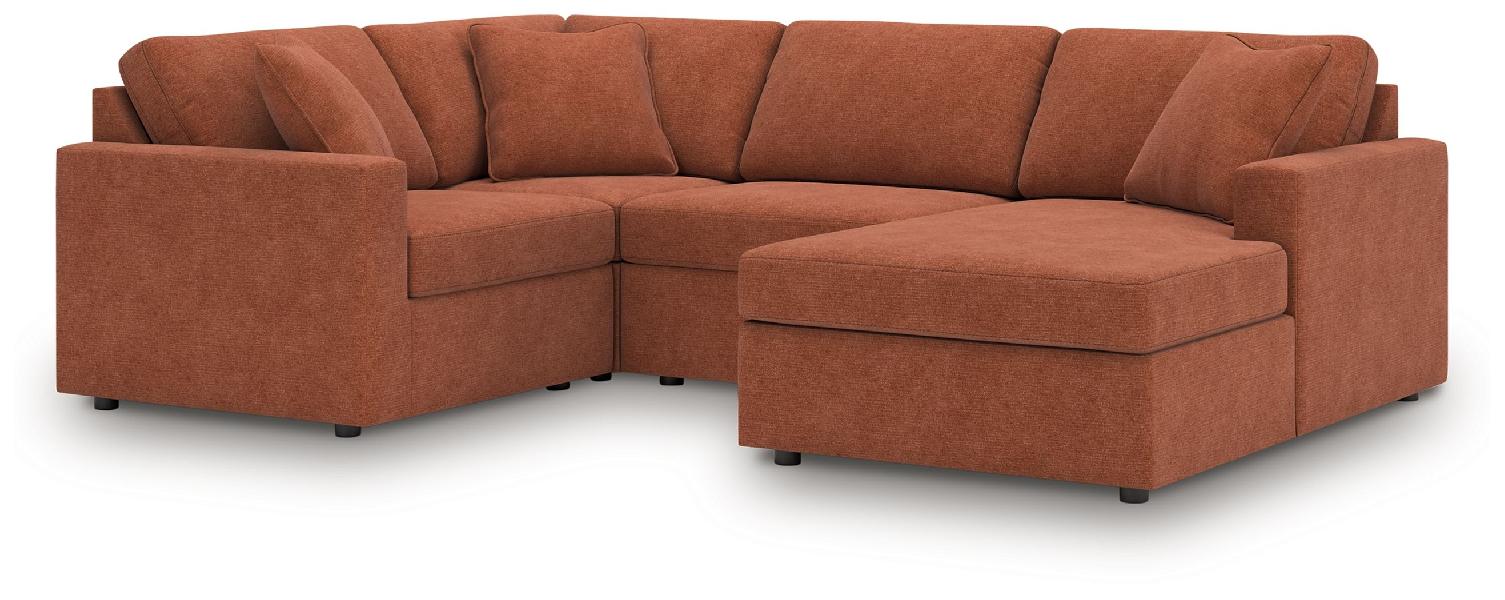 Image of Modmax - 4-Piece Sectional With Raf Corner Chaise, With Laf Corner Chair - Spice