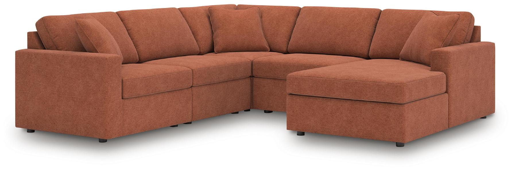 Image of Modmax - 5-Piece Sectional With Raf Corner Chaise, With Laf Corner Chair - Spice