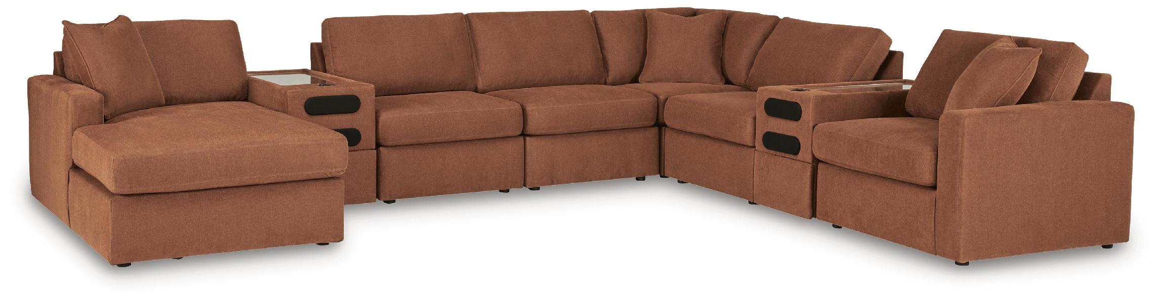 Image of Modmax - 8-Piece Sectional With LAF Corner Storage Chaise And 2 Audio Consoles - Spice