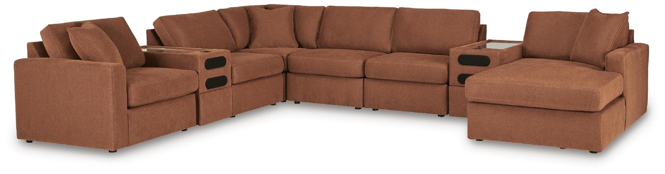 Image of Modmax - 8-Piece Sectional With RAF Corner Storage Chaise And 2 Audio Consoles - Spice