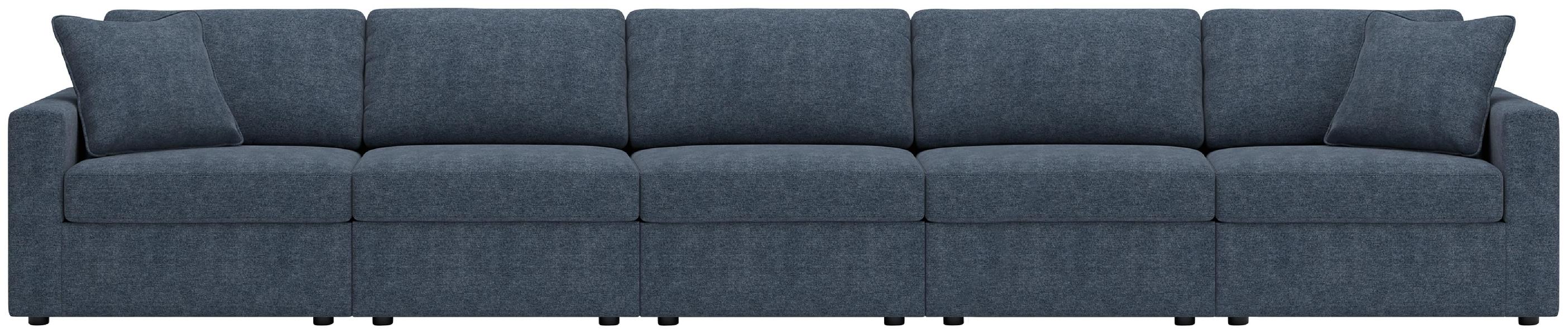 Image of Modmax - 5-Piece Sectional With LAF / RAF Corner Chairs And 3 Armless Chairs - Ink
