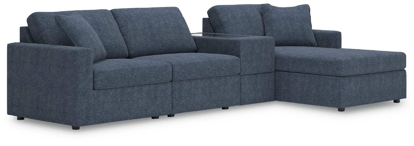 Image of Modmax - 4-Piece Sectional With Raf Corner Chaise And Storage Console - Ink