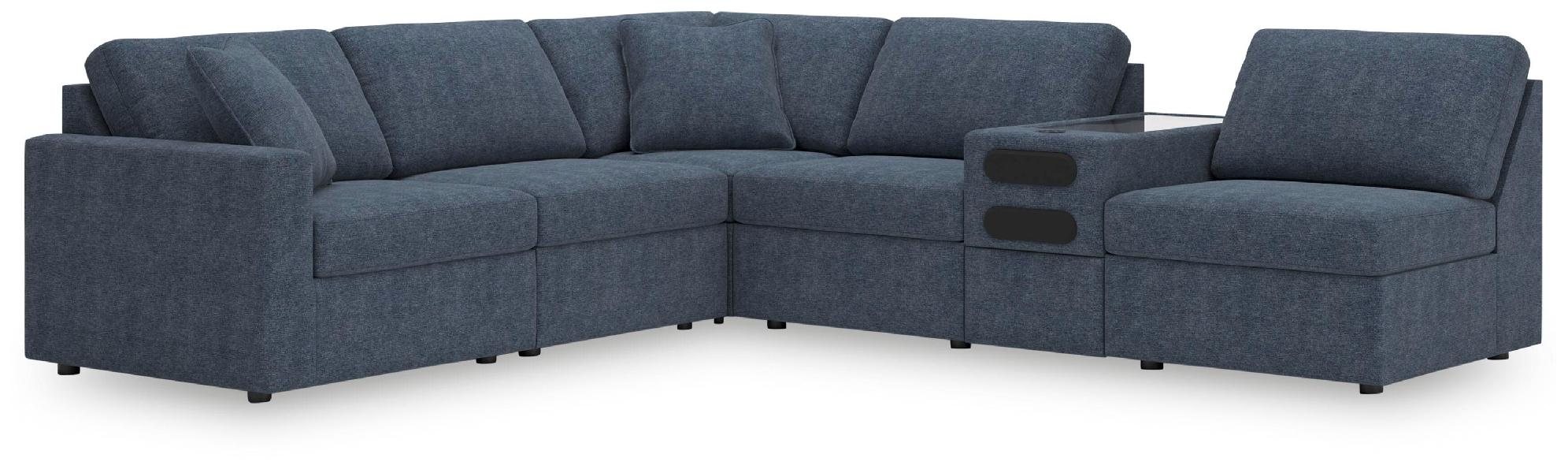 Image of Modmax - 6-Piece Sectional With Audio System Console And 3 Armless Chairs - Ink