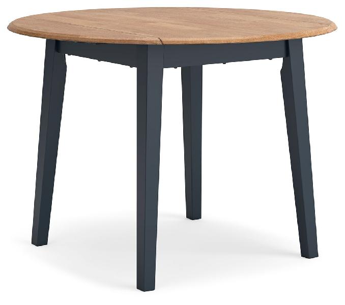 Image of Gesthaven - Round Dining Room Drop Leaf Table - Natural / Blue