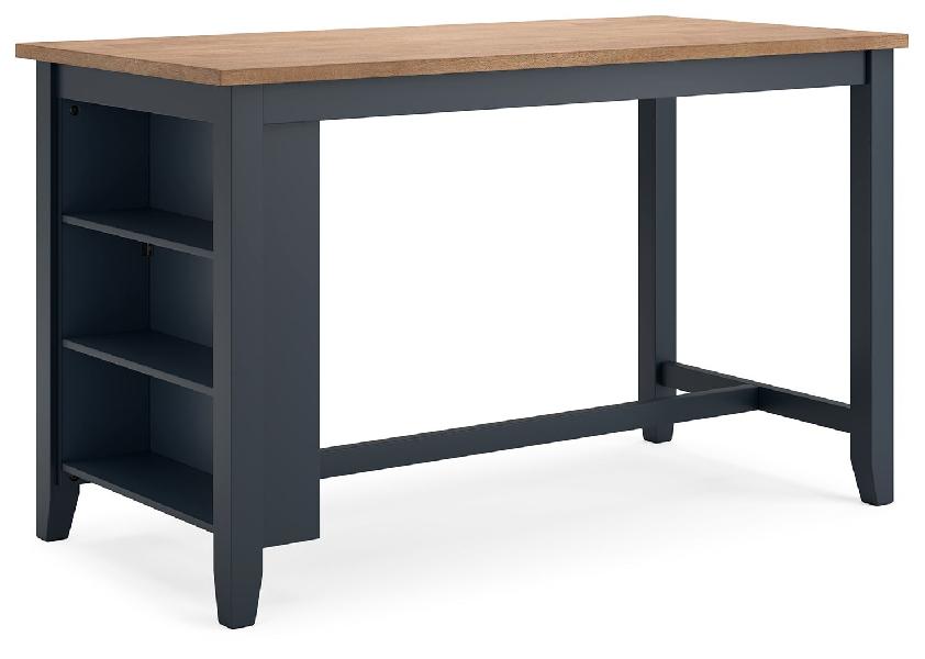 Image of Gesthaven - Rectangular Dining Room Counter Table - Natural / Blue
