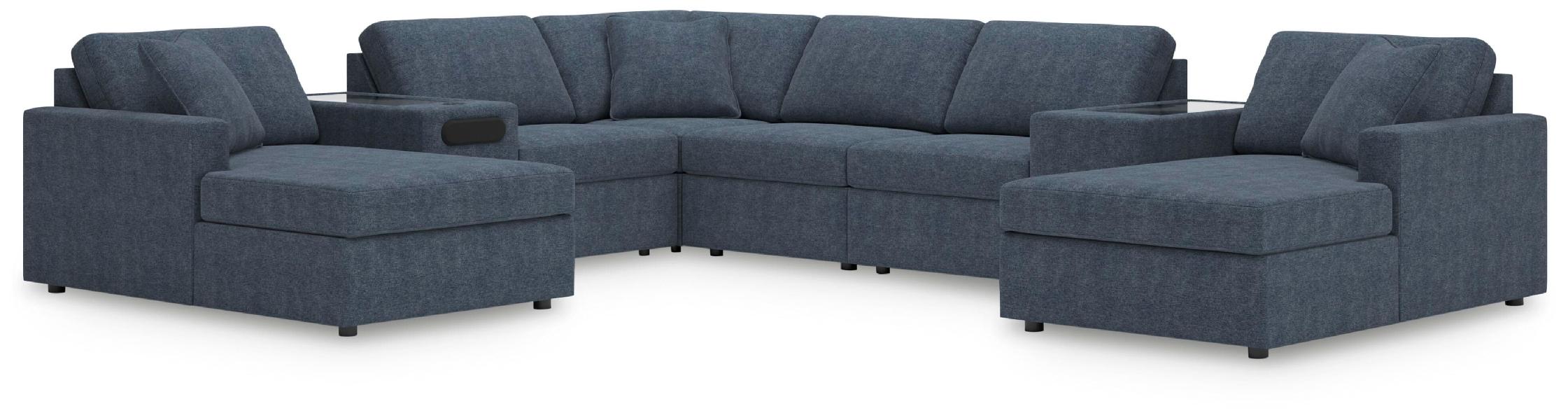 Image of Modmax - 8-Piece Double Chaise Sectional With Audio And Storage Consoles - Ink