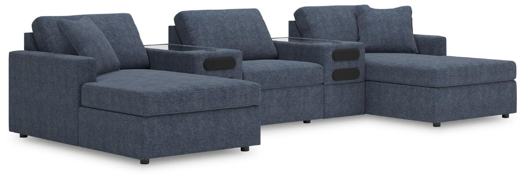 Image of Modmax - 5-Piece Double Chaise Sectional With Audio System Consoles - Ink