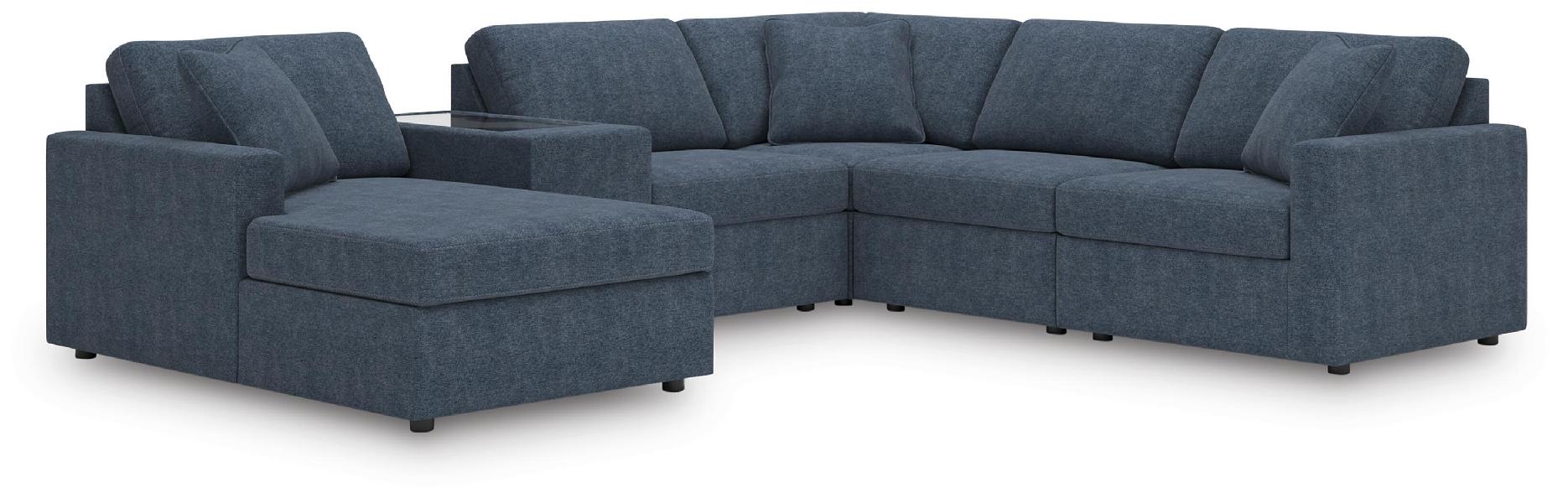 Image of Modmax - 6-Piece Sectional With Laf Corner Chaise, RAF Corner Chair And Storage Console - Ink