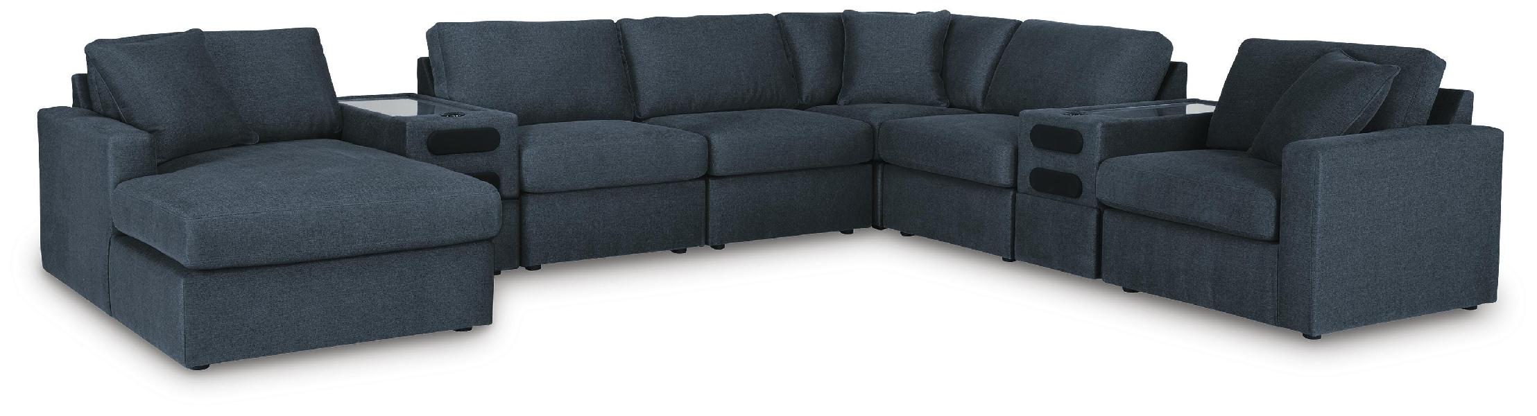 Image of Modmax - 8-Piece Sectional With LAF Corner Storage Chaise And 2 Audio Consoles - Ink