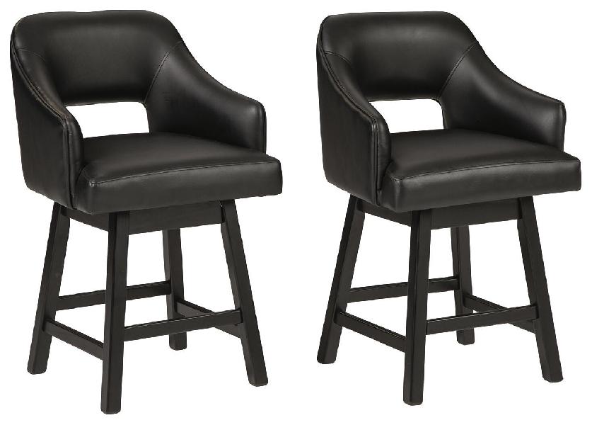 Image of Tallenger - UPH Swivel Barstool (Set of 2) - Black / Dark Brown
