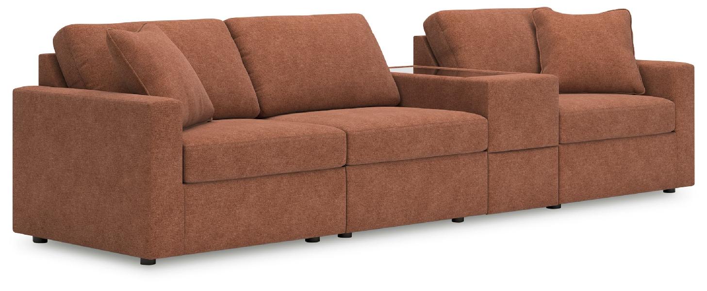 Image of Modmax - 4-Piece Sectional With Storage Console - Spice