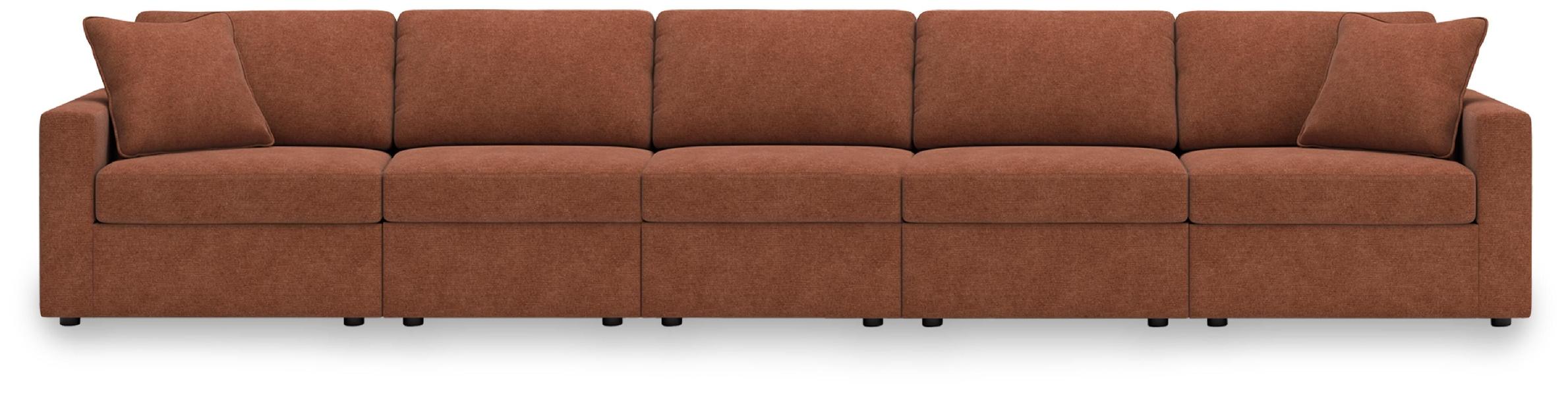 Image of Modmax - 5-Piece Sectional With 3 Armless Chairs And LAF / RAF Corner Chairs - Spice
