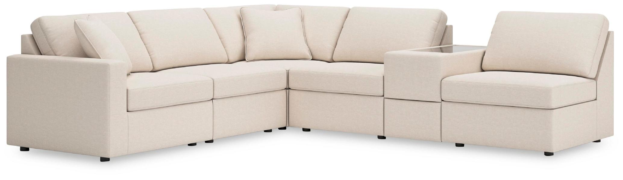 Image of Modmax - 6-Piece Sectional With Storage Console And 3 Armless Chairs - Oyster