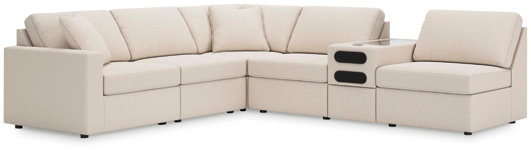 Image of Modmax - 6-Piece Sectional With Audio System Console - Oyster
