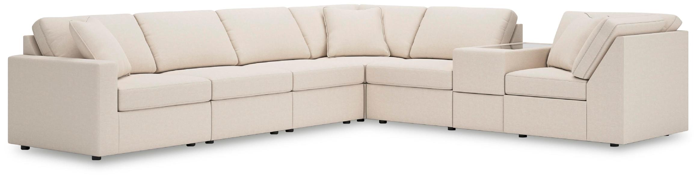 Image of Modmax - 7-Piece Sectional With Storage Console And Laf Corner Chair - Oyster