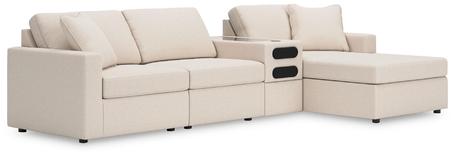 Image of Modmax - 4-Piece Sectional With Raf Corner Chaise And Audio Console - Oyster