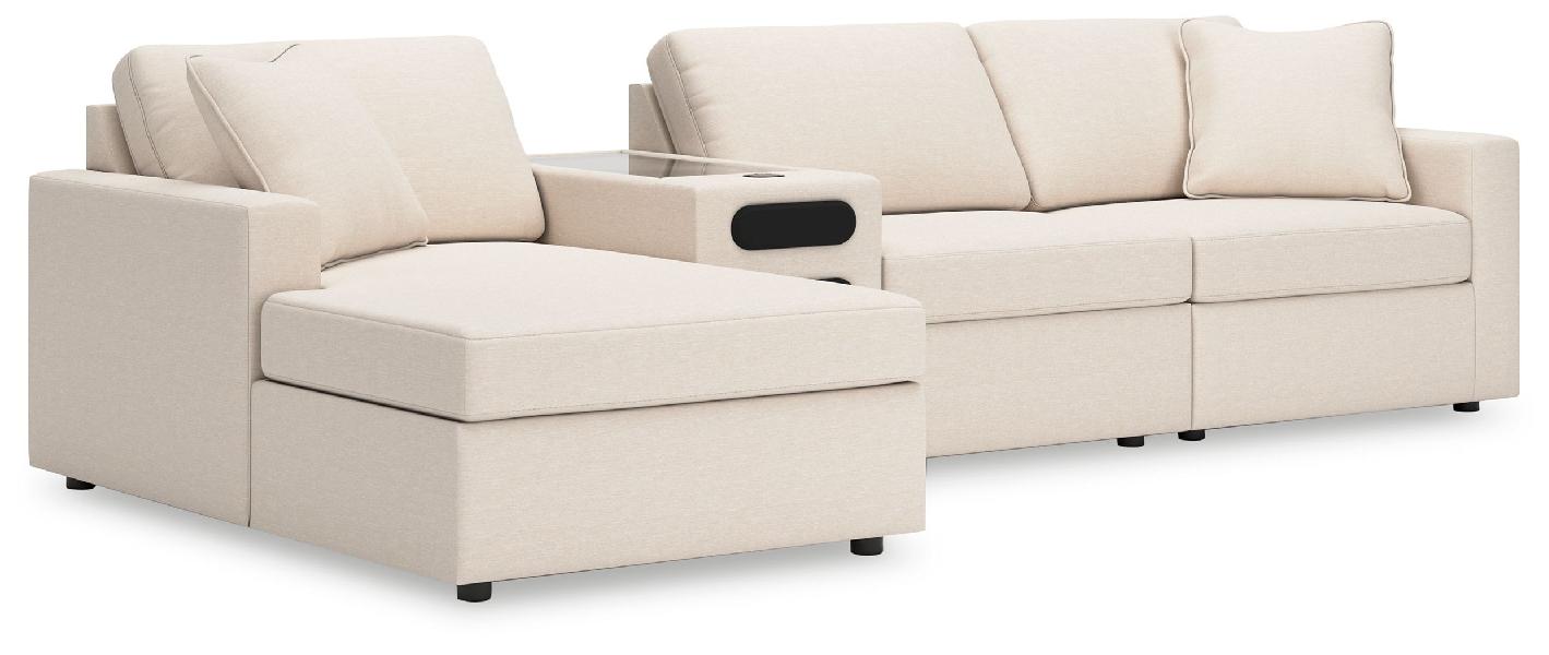 Image of Modmax - 4-Piece Sectional With Laf Corner Chaise And Audio Console - Oyster