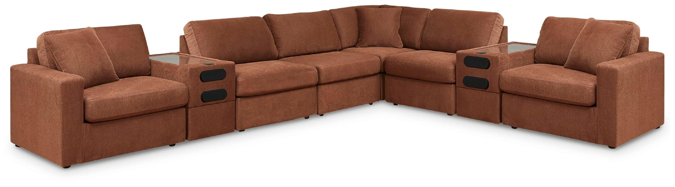 Image of Modmax - 8-Piece Sectional With 2 Audio System Consoles - Spice