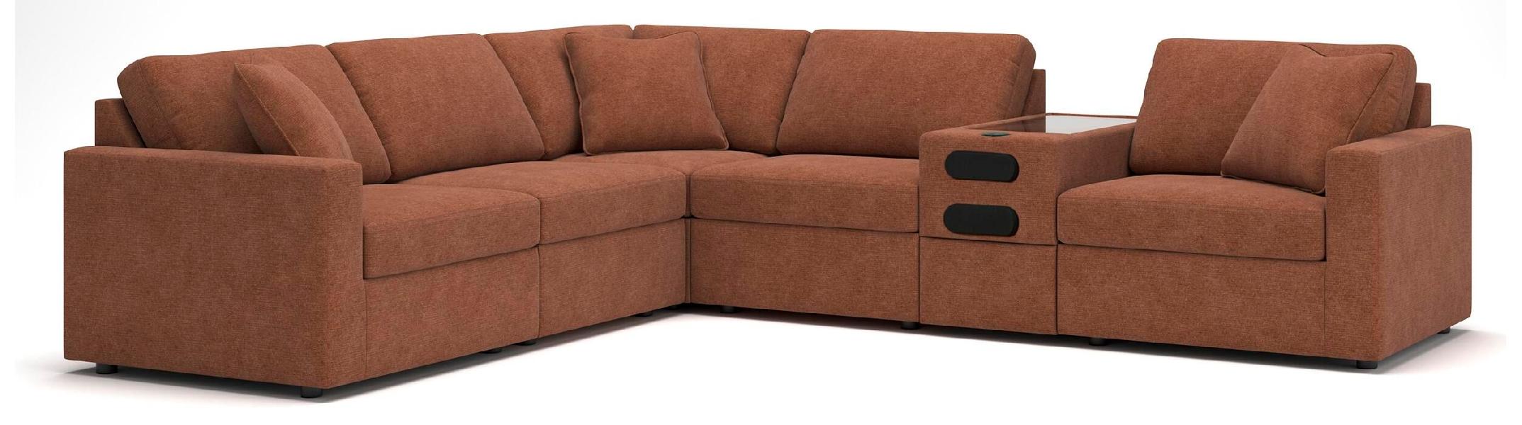 Image of Modmax - 6-Piece Sectional With Audio System Console - Spice