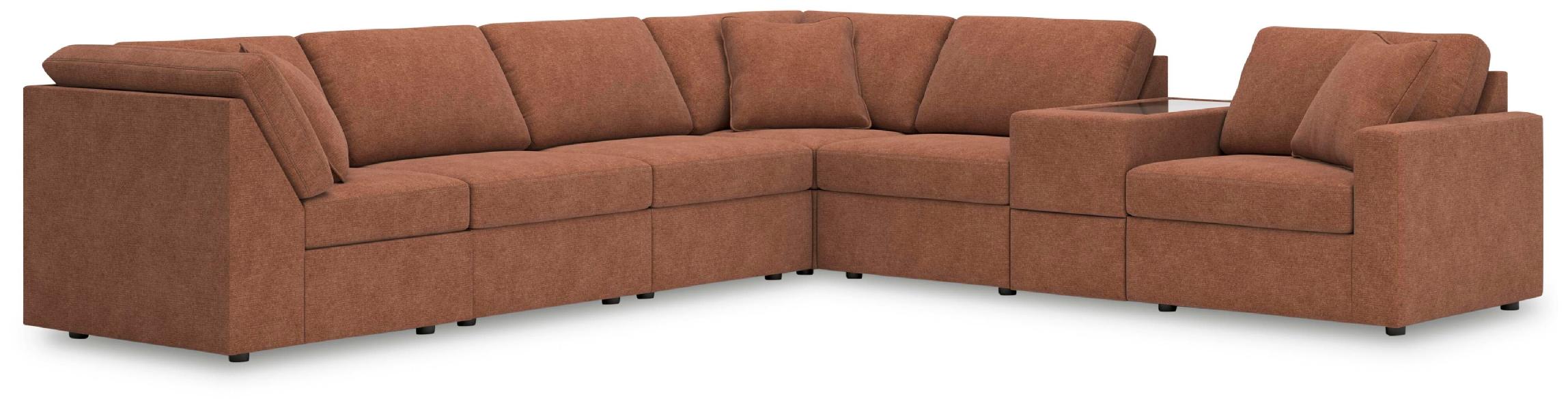 Image of Modmax - 7-Piece Sectional With Storage Console And Raf Corner Chair - Spice
