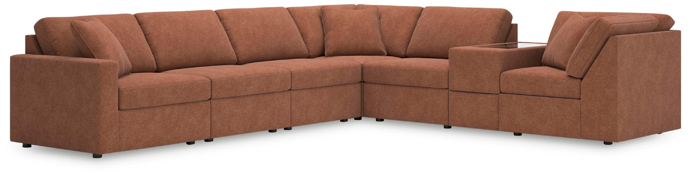 Image of Modmax - 7-Piece Sectional With Storage Console And Laf Corner Chair - Spice