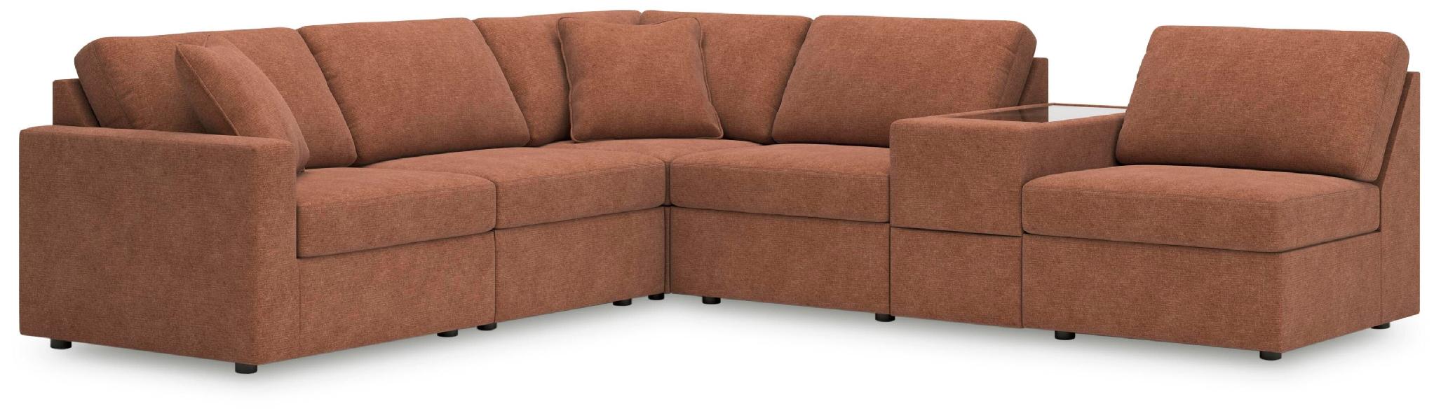 Image of Modmax - 6-Piece Sectional With Storage Console And 3 Armless Chairs - Spice