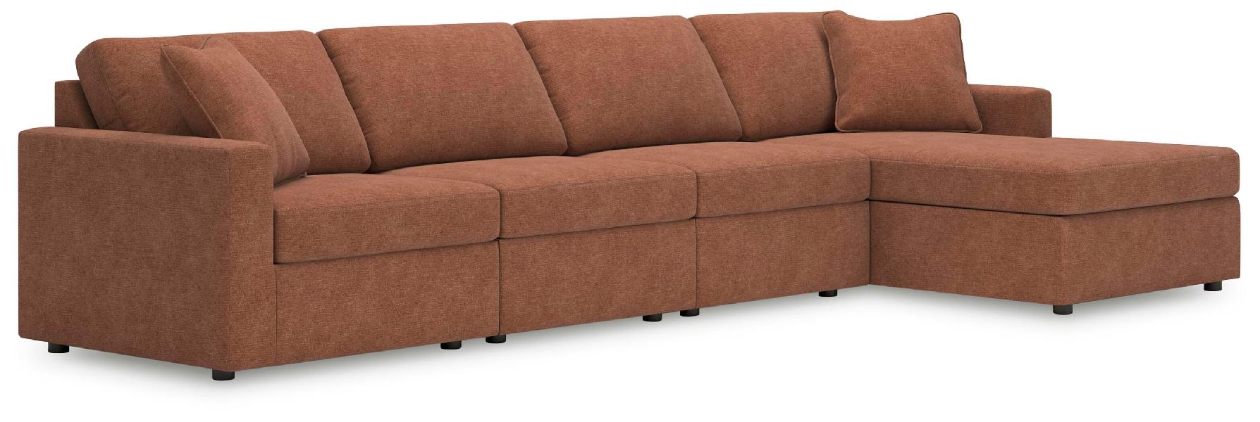 Image of Modmax - 4-Piece Sectional With Raf Corner Chaise - Spice
