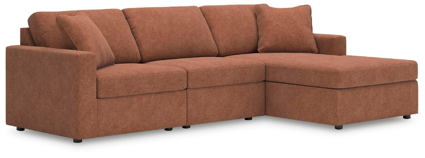 Image of Modmax - 3-Piece Sectional Sofa With RAF Corner Storage Chaise - Spice