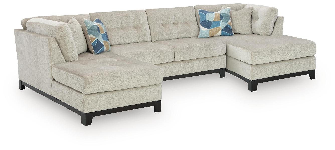 Image of Maxon Place - 3-Piece Sectional With Double Chaise - Stone