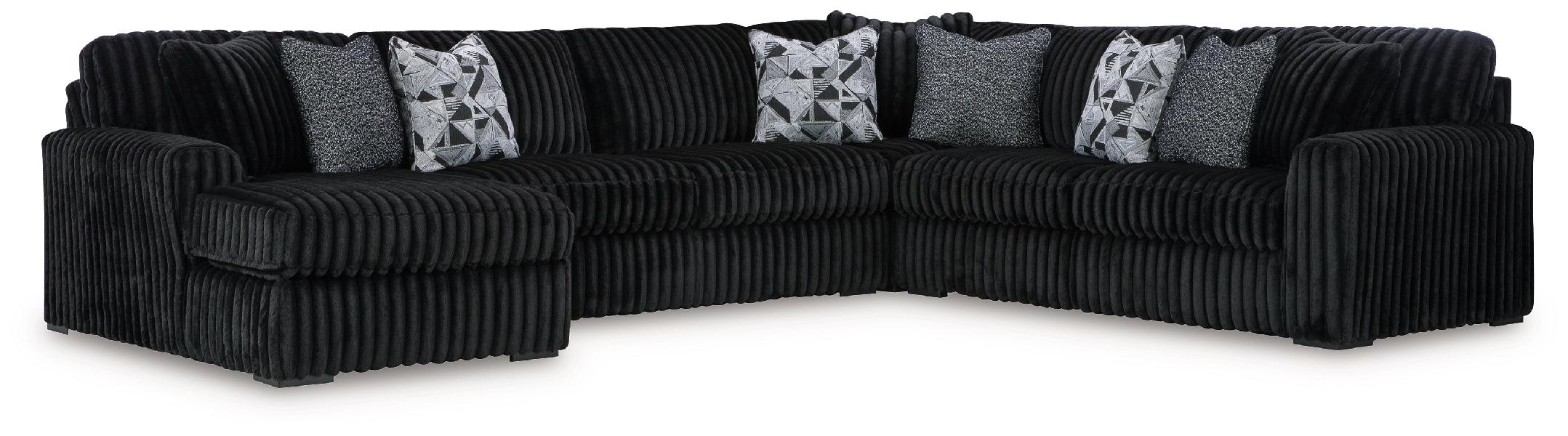 Image of Midnight-Madness - 4-Piece Sectional With Laf Corner Chaise - Onyx