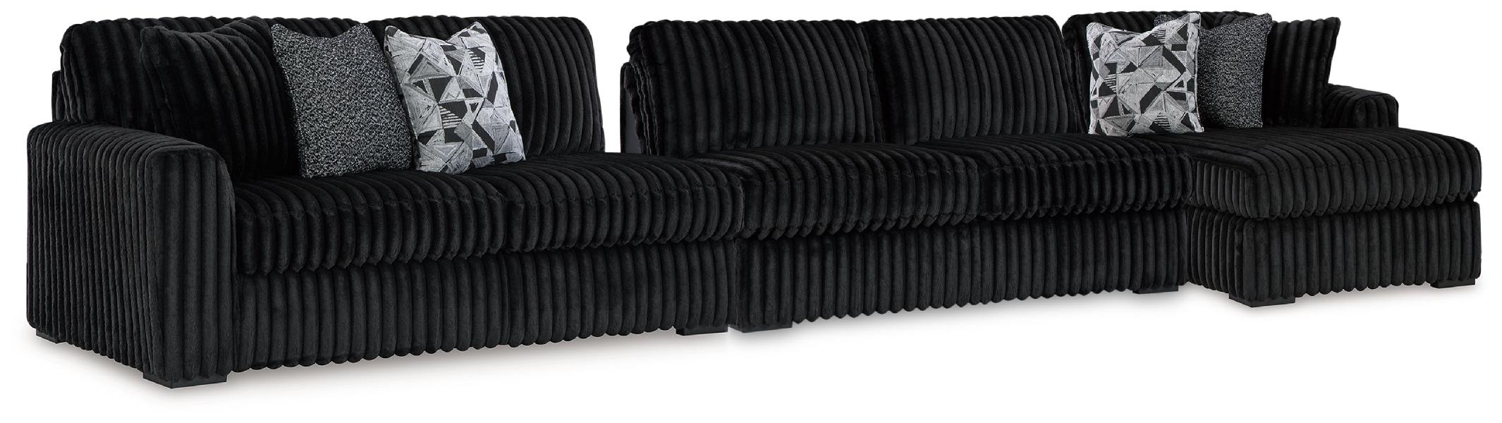 Image of Midnight-Madness - 3-Piece Sectional With Raf Corner Chaise - Onyx