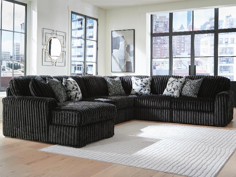Image of Midnight-Madness - 6-Piece Sectional With LAF Corner Chaise - Onyx