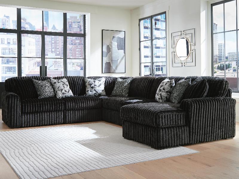 Image of Midnight-Madness - 6-Piece Sectional With RAF Corner Chaise - Onyx
