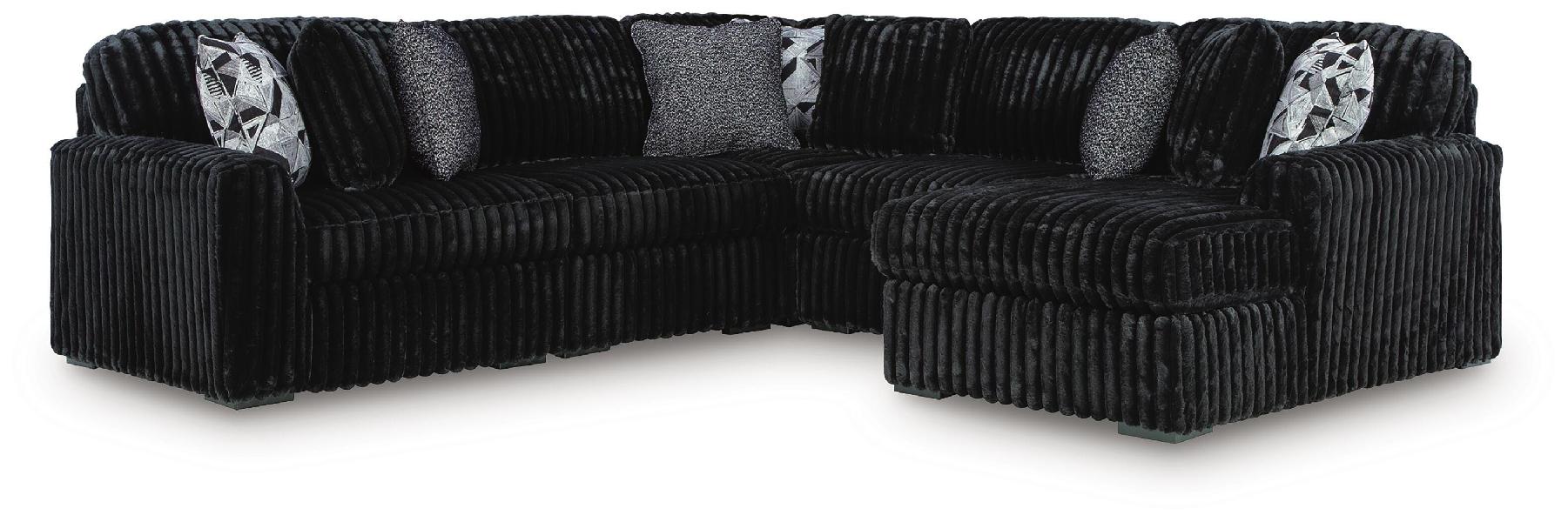 Image of Midnight-Madness - 5-Piece Sectional With Raf Corner Chaise - Onyx
