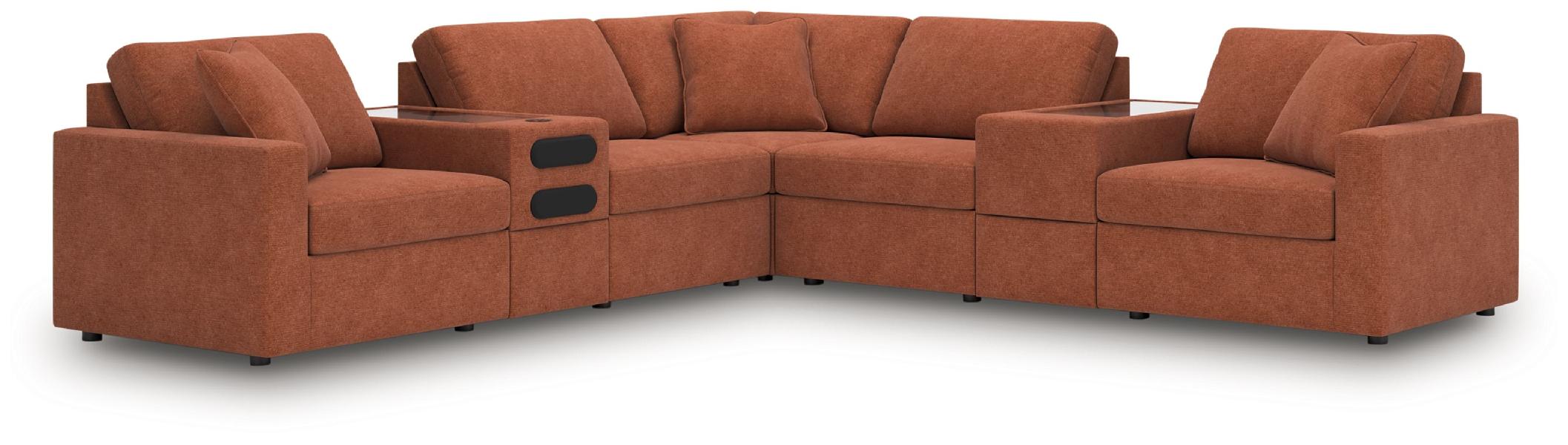 Image of Modmax - 7-Piece Balanced Sectional With Audio And Storage Consoles - Spice