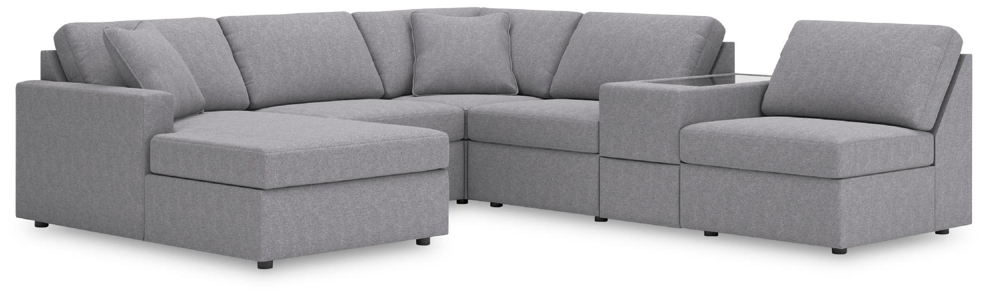 Image of Modmax - 6-Piece Sectional With Laf Corner Chaise And Storage Console - Granite