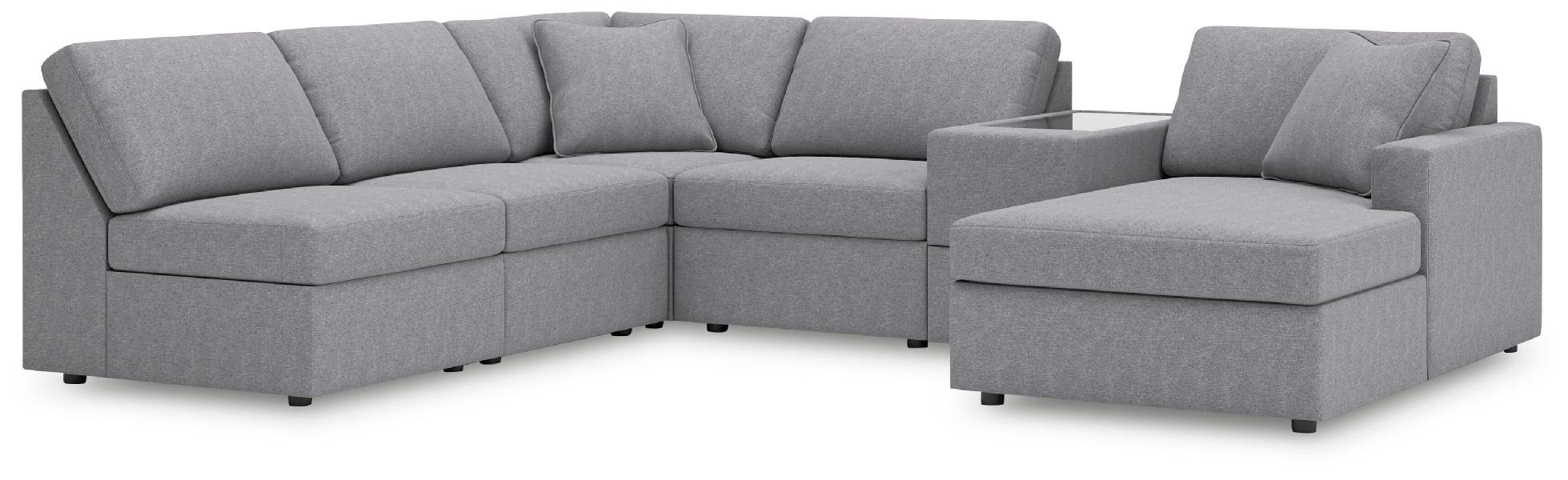 Image of Modmax - 6-Piece Sectional With Raf Corner Chaise And Storage Console - Granite