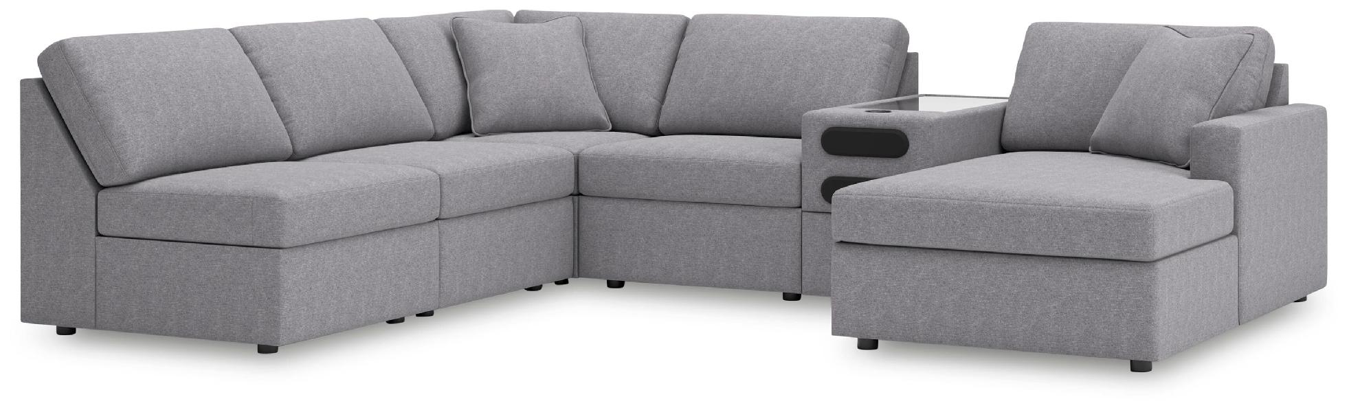 Image of Modmax - 6-Piece Sectional With Raf Corner Chaise And Audio System Console - Granite