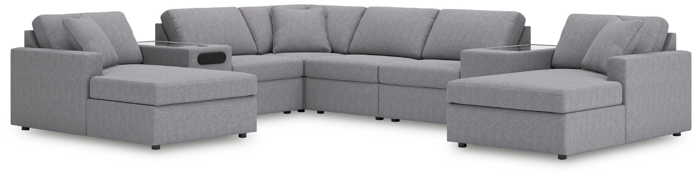 Image of Modmax - 8-Piece Double Chaise Sectional With Audio And Storage Consoles - Granite