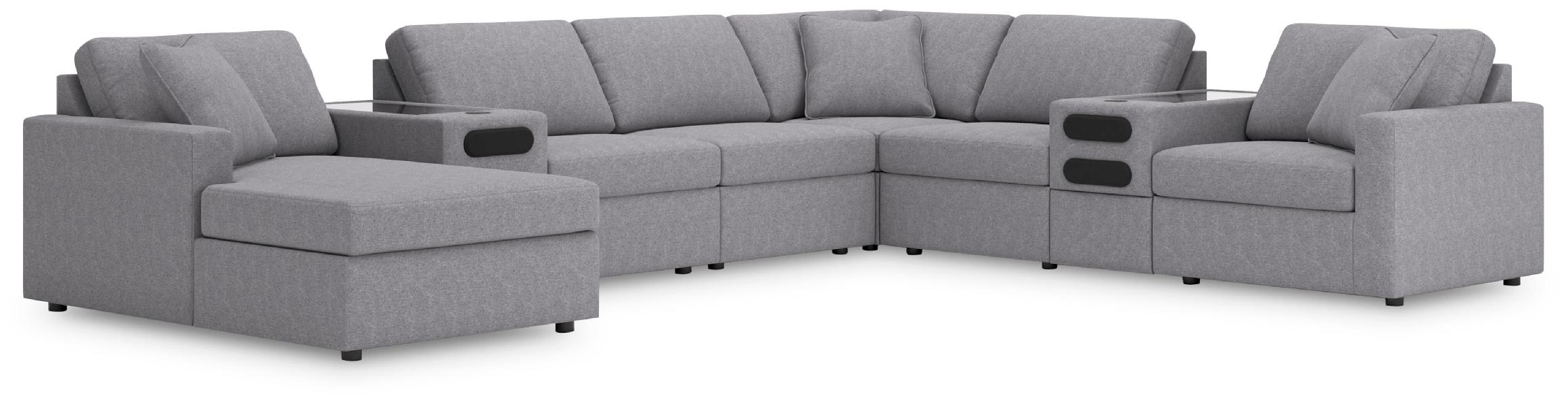 Image of Modmax - 8-Piece Sectional With Audio System Console And Laf Corner Chaise - Granite