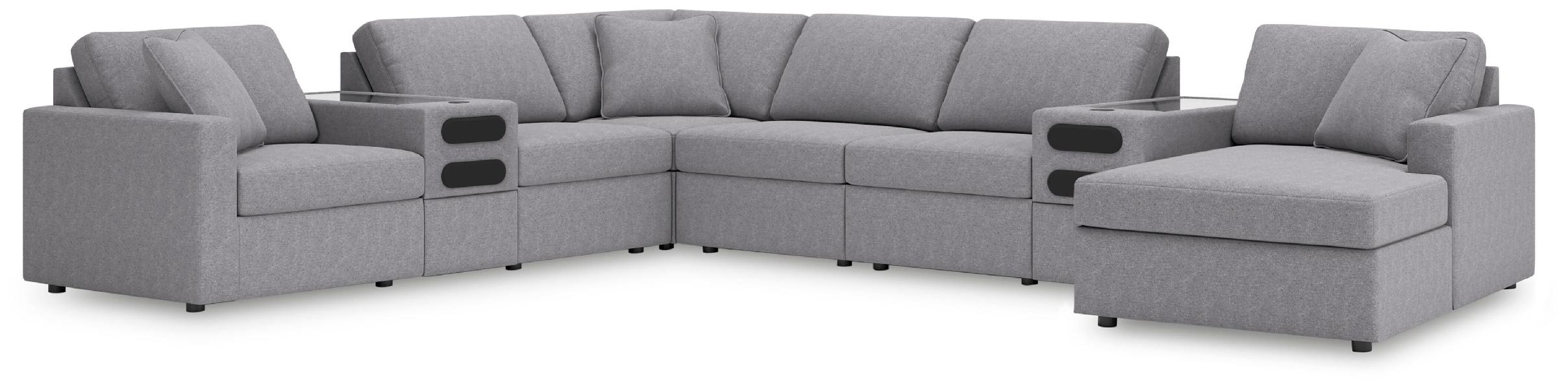 Image of Modmax - 8-Piece Sectional With Audio System And Raf Corner Chaise - Granite