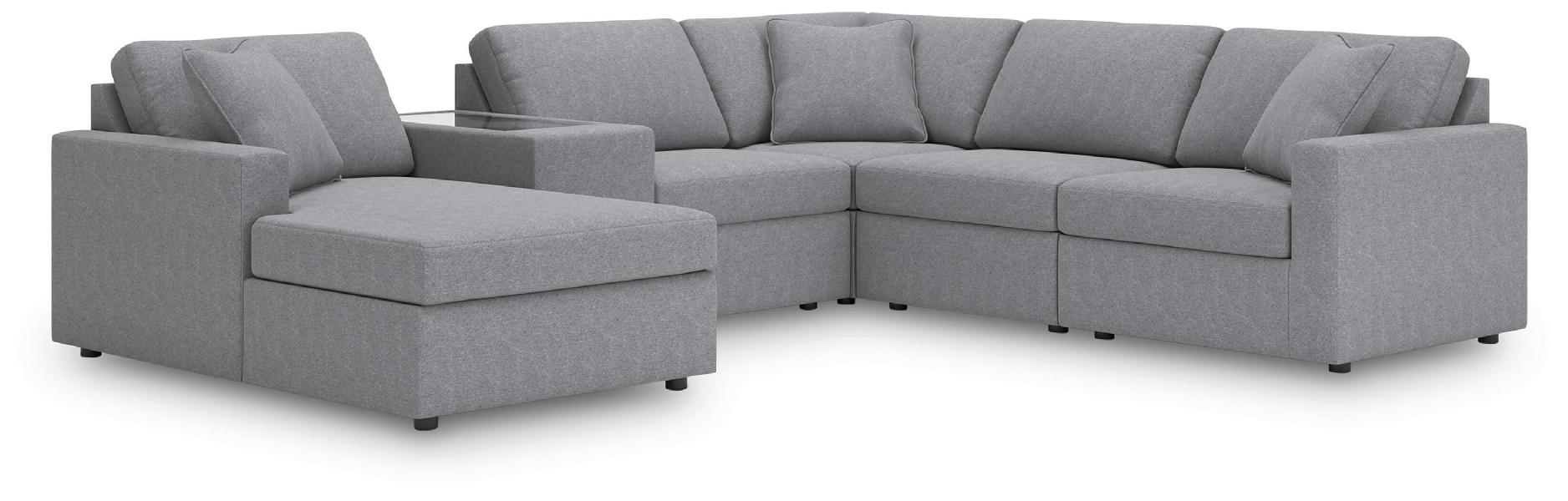 Image of Modmax - 6-Piece Sectional With Laf Corner Chaise, RAF Corner Chair And Storage Console - Granite