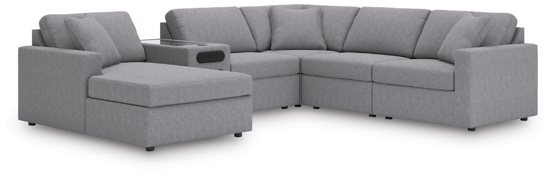 Image of Modmax - 6-Piece Sectional With Audio System, Laf Corner Chaise And Raf Corner Chair - Granite