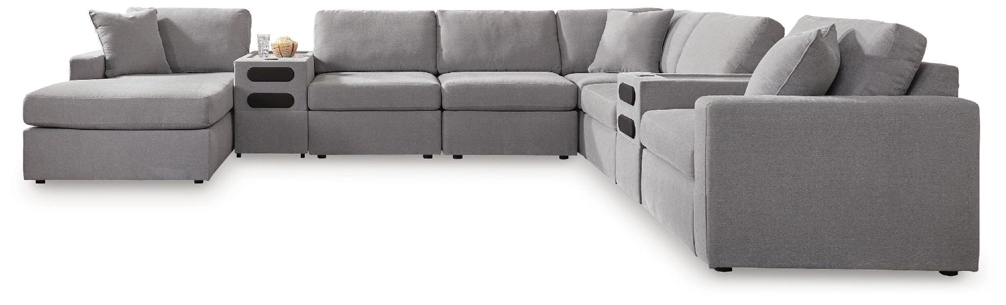 Image of Modmax - 8-Piece Sectional With LAF Corner Storage Chaise And 2 Audio Consoles - Granite