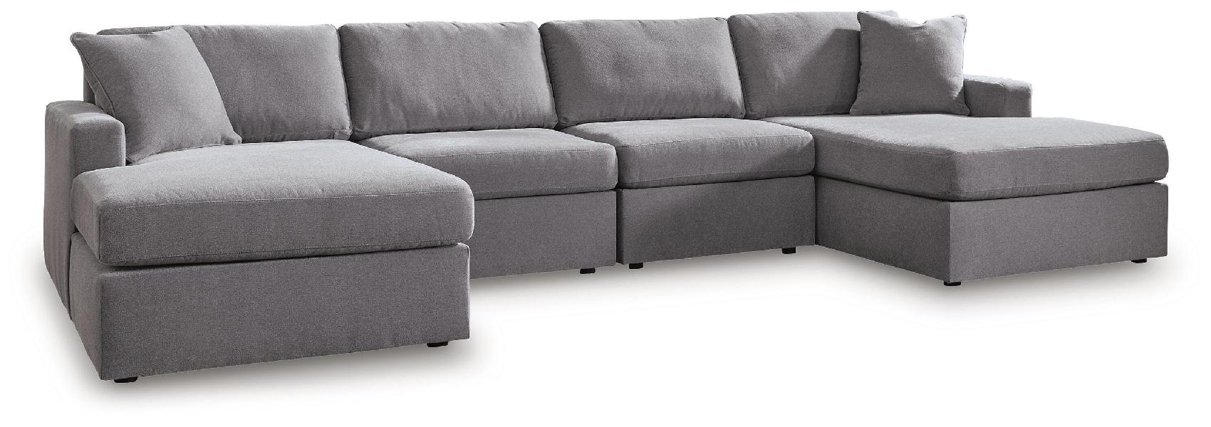 Image of Modmax - 4-Piece Double Storage Chaise Sectional - Granite
